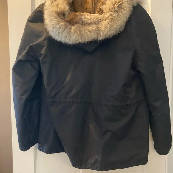 Yves Salomon Army Black Fur Lined jacket 34